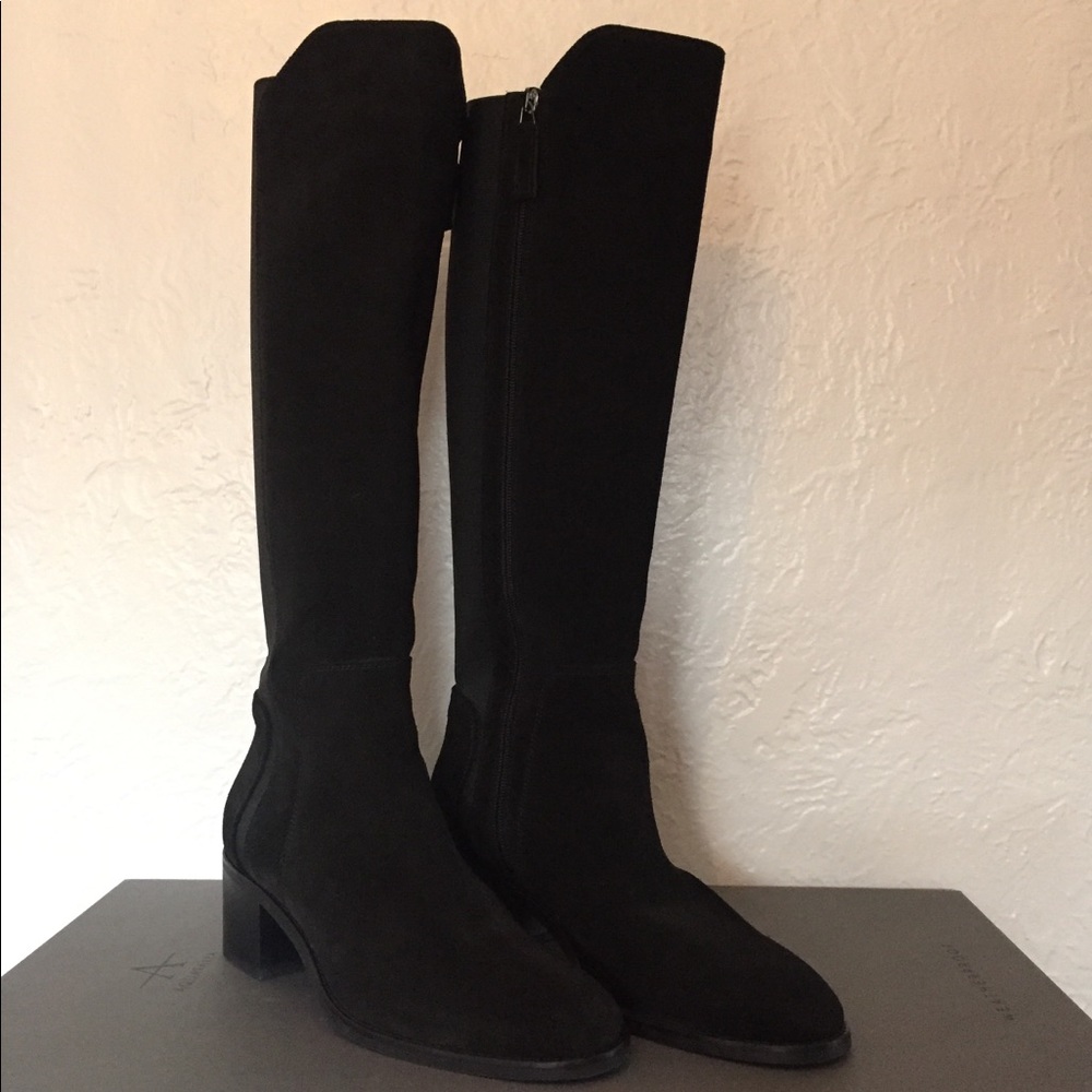 Aquatalia Knee High Weatherproof Black Suede Boots